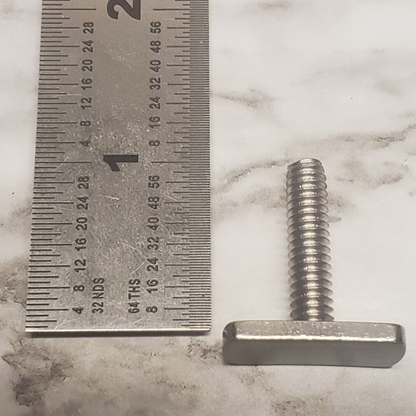 Photo showing the length of a t-bolt at 1 inch