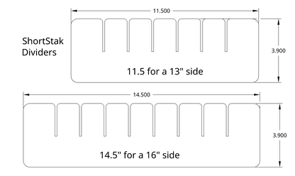 Dimensional drawing of Shortstak dividers