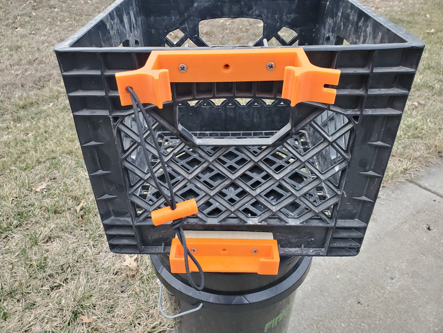 Clamp and base mounted to milk crate