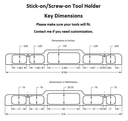 dimensional drawing of the universal tool holder
