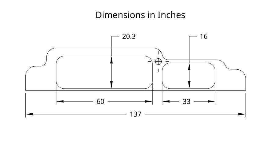Dimensional drawing of the tool holder openings