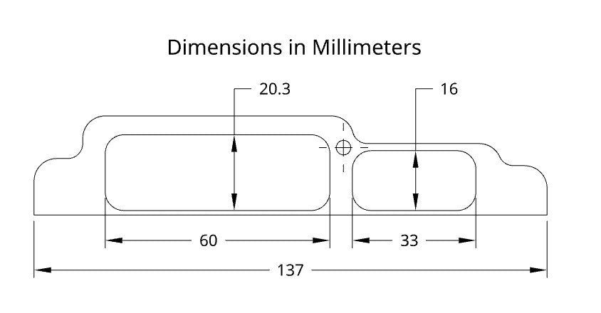 dimensional drawing of the openings in millimeters